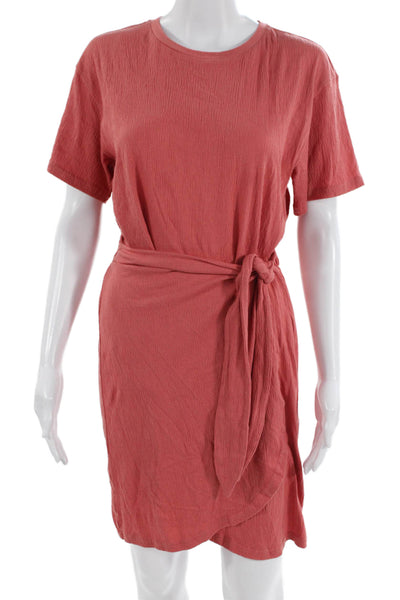 FRNCH Womens T-Shirt Wrap Dress Pink Short Sleeve Tie Size XS