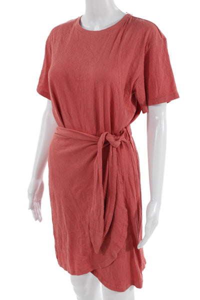 FRNCH Womens T-Shirt Wrap Dress Pink Short Sleeve Tie Size XS