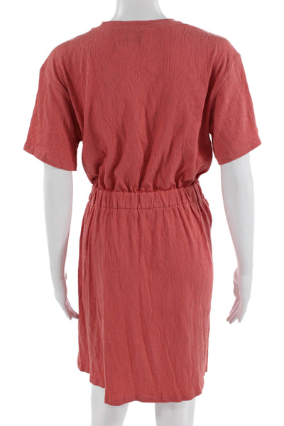 FRNCH Womens T-Shirt Wrap Dress Pink Short Sleeve Tie Size XS