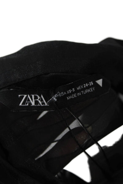 Zara Womens Tunic Button-Up Striped Black Long Sleeve Size XS