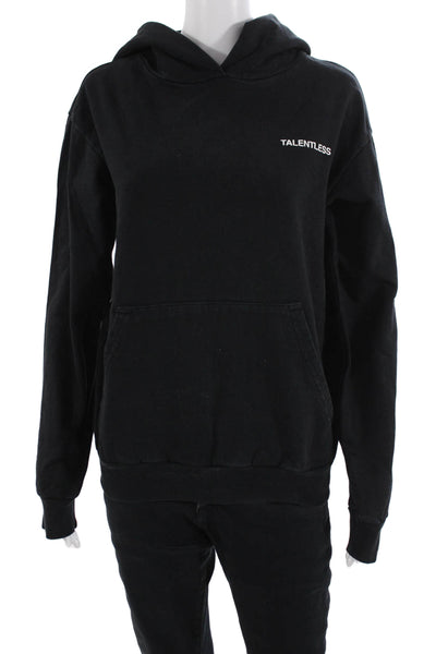 Talentless Unisex Pullover Hoodie Black 100% Cotton Size XS
