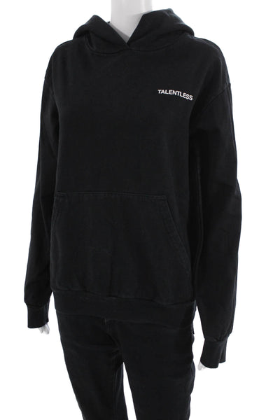 Talentless Unisex Pullover Hoodie Black 100% Cotton Size XS