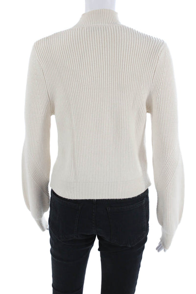 Zara Women Pullover Sweater Long Sleeve Mock Neck Beige Button Size S