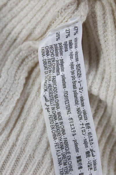 Zara Women Pullover Sweater Long Sleeve Mock Neck Beige Button Size S