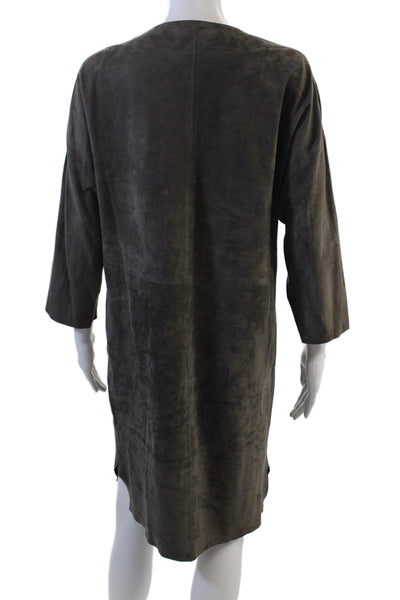 Fabiana Filippi Women Shift Dress Dark Gray VNeck 3/4 Sleeve Knee Length Size S