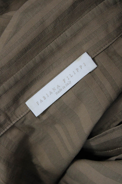 Fabiana Filippi Women Shirt Dress Brown Striped Short Sleeve Collared Size 2XS