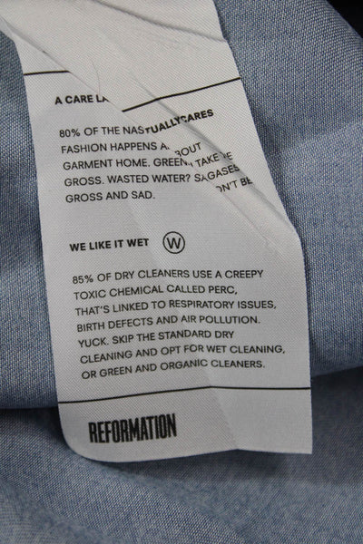 Reformation Women Shirt Dress Blue Collared Long Sleeve 100% Tencel Size XS