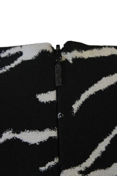CH Carolina Herrera Women Black Animal Crewneck Short Sleeve Blouse Size 4