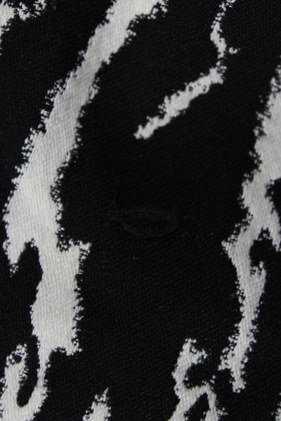 CH Carolina Herrera Women Black Animal Crewneck Short Sleeve Blouse Size 4