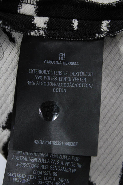 CH Carolina Herrera Women Black Animal Crewneck Short Sleeve Blouse Size 4