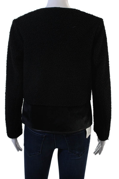 Pinko, Women Black Polyester Zip Jacket Long Sleeve Round Neck Size M