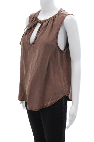Bella Dahl Women Brown Tencel Sleeveless Tank Bohemian Size M