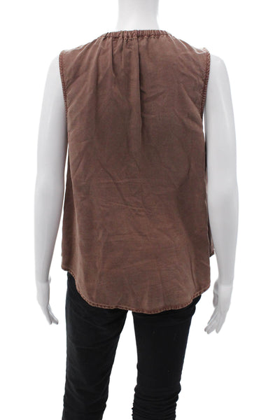 Bella Dahl Women Brown Tencel Sleeveless Tank Bohemian Size M