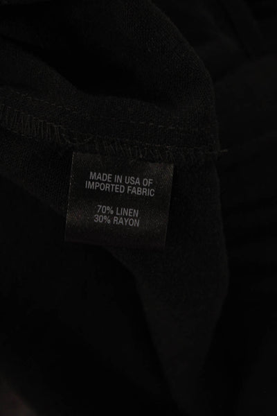 Drew Women Cropped Black Linen Rayon V-Neck Sleeveless Button-Up 90s Size S