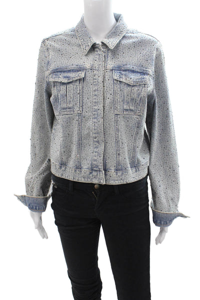 Generation Love Women Light Blue Collared Snap Jacket Size M
