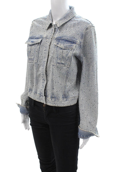 Generation Love Women Light Blue Collared Snap Jacket Size M