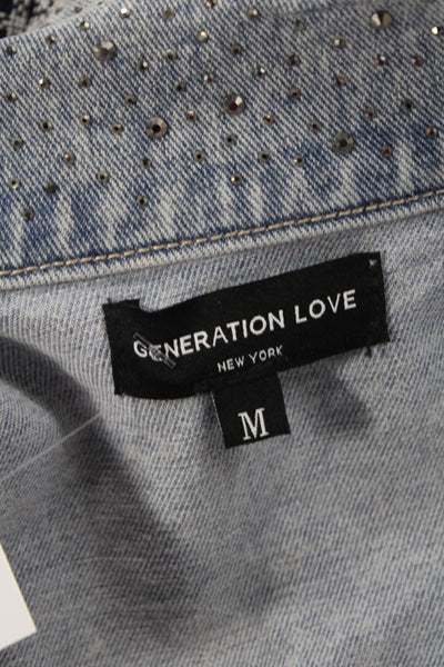 Generation Love Women Light Blue Collared Snap Jacket Size M