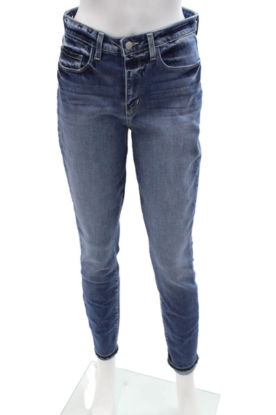 L'Agence Women Skinny Ankle Jeans Blue Mid-Rise Size 28