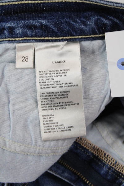 L'Agence Women Skinny Ankle Jeans Blue Mid-Rise Size 28