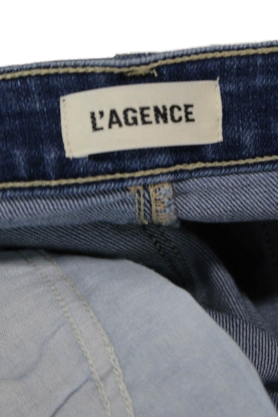 L'Agence Women Skinny Ankle Jeans Blue Mid-Rise Size 28