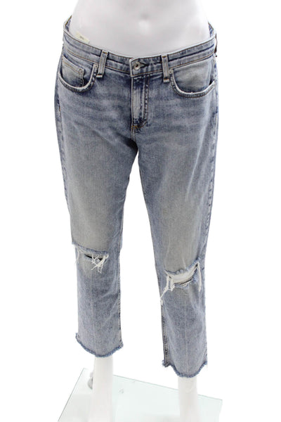 Rag & Bone Womens Boyfriend Cropped Jeans Blue Mid-Rise Size 27