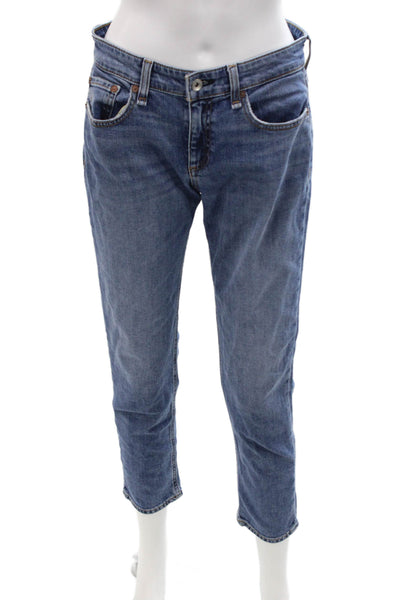 Rag & Bone Women Ankle Cropped Jeans Blue Mid-Rise Size 25