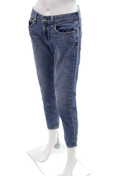 Rag & Bone Women Ankle Cropped Jeans Blue Mid-Rise Size 25