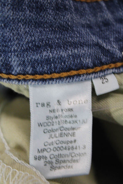 Rag & Bone Women Ankle Cropped Jeans Blue Mid-Rise Size 25