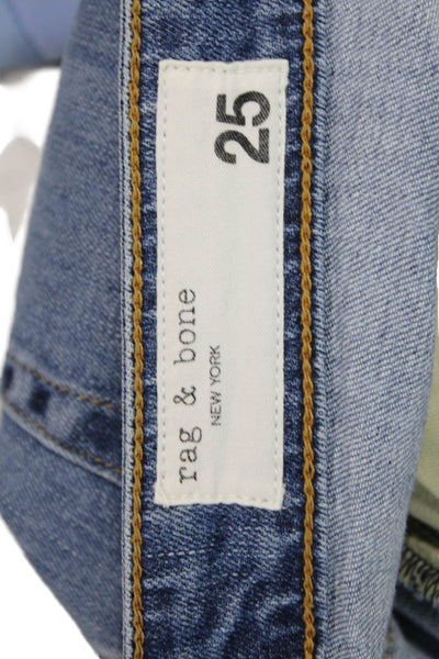 Rag & Bone Women Ankle Cropped Jeans Blue Mid-Rise Size 25
