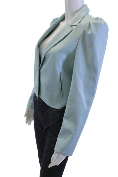 Cami, Women Blazer Light Blue Collared Long Sleeve Button 55% PU Size S