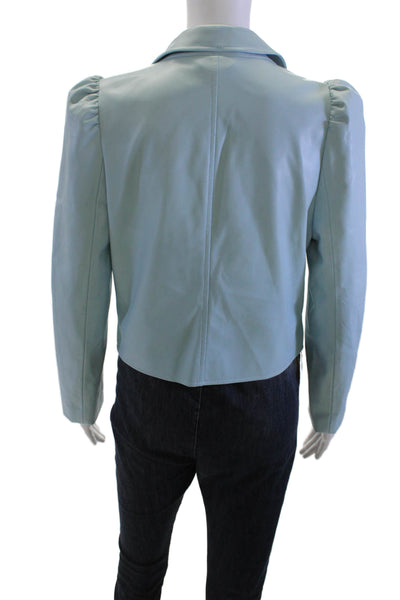 Cami, Women Blazer Light Blue Collared Long Sleeve Button 55% PU Size S