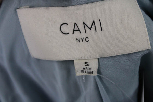 Cami, Women Blazer Light Blue Collared Long Sleeve Button 55% PU Size S