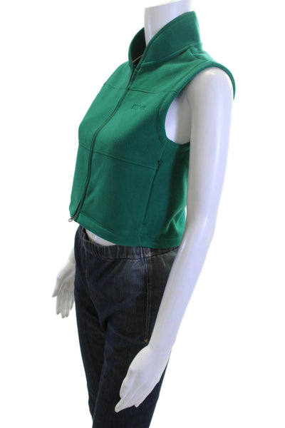 Designer Women Green Polyester High Neck Sleeveless Vest Size XS