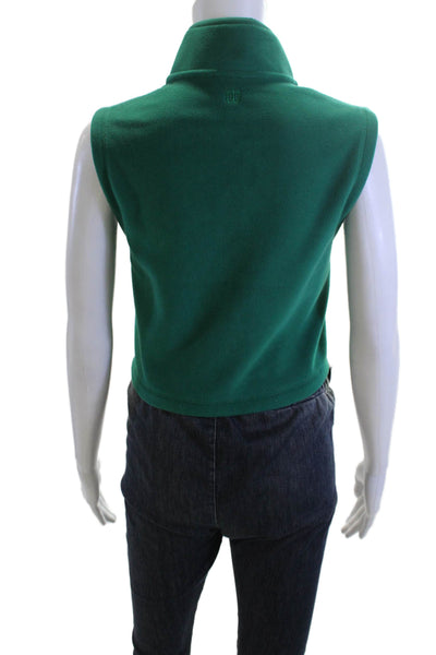 Designer Women Green Polyester High Neck Sleeveless Vest Size XS