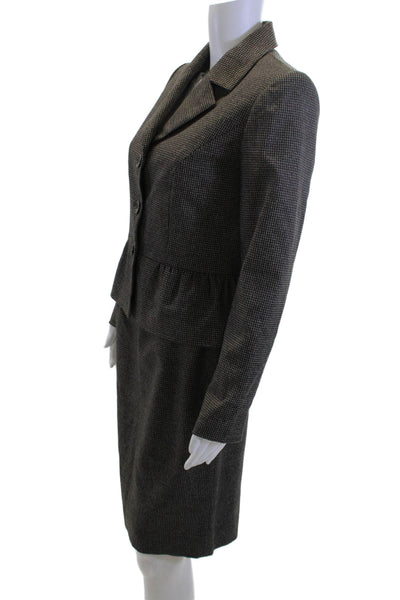 Isabel & Nina Womens Plaid Button Down Skirt Suit Brown Black Size 4