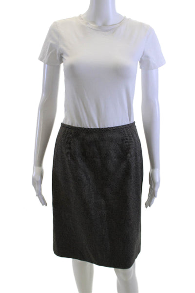 Isabel & Nina Womens Plaid Button Down Skirt Suit Brown Black Size 4