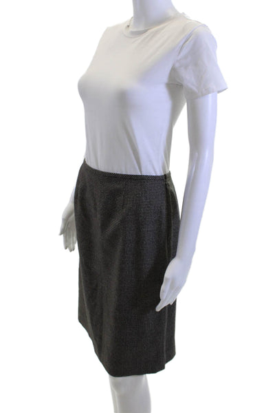 Isabel & Nina Womens Plaid Button Down Skirt Suit Brown Black Size 4
