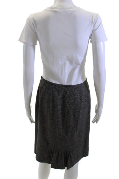 Isabel & Nina Womens Plaid Button Down Skirt Suit Brown Black Size 4