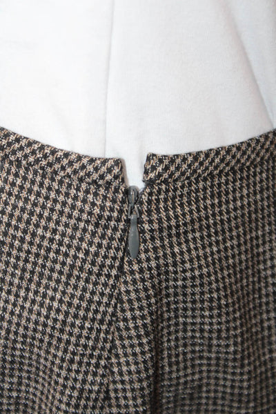 Isabel & Nina Womens Plaid Button Down Skirt Suit Brown Black Size 4