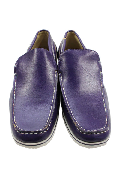 Stacy Adams Mens Leather Slide On Dress Shoe Loafers Purple Size 8 Medium