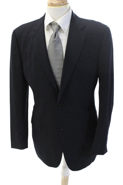 Joseph Abboud Men Dark Blue Wool Suit Jacket Classic Collared Button Size L