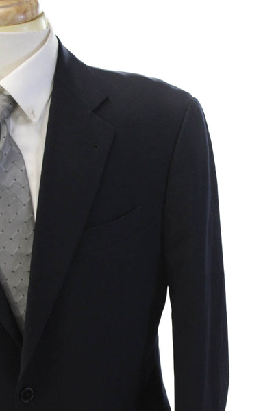 Joseph Abboud Men Dark Blue Wool Suit Jacket Classic Collared Button Size L