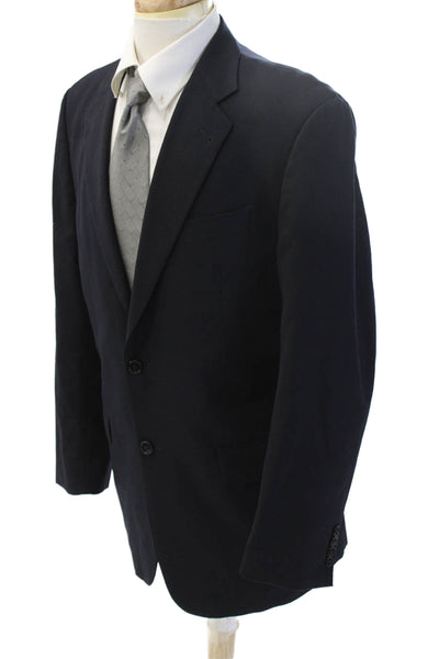 Joseph Abboud Men Dark Blue Wool Suit Jacket Classic Collared Button Size L
