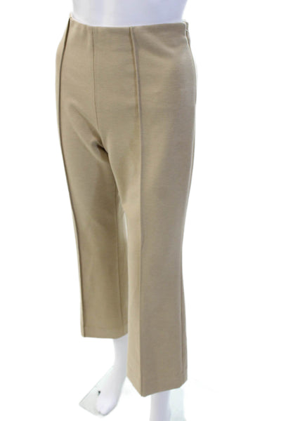ATM Women Cropped Dress Pants Beige Zip Solid Classic Size 6