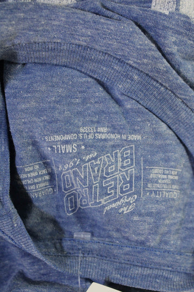 Retro Brand Mens Blue Cotton Graphic Crew Neck Short Sleeve T-Shirt Size S