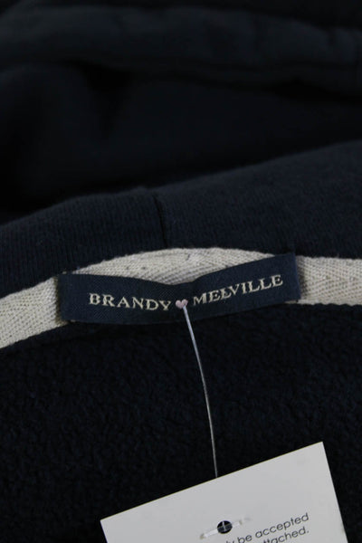 Brandy Melville, Womens Full-zip Hoodies Dark Blue Cotton Size XS