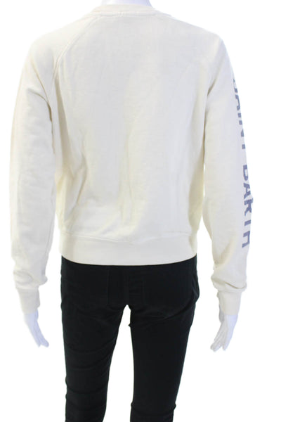 John Galt Women Pullover Sweatshirt Beige Beach Graphic Crew Neck Size XS