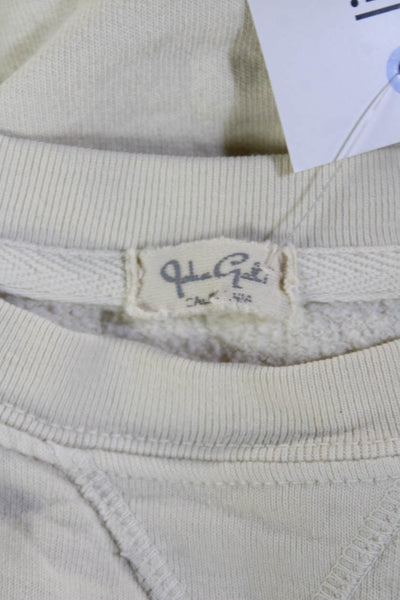 John Galt Women Pullover Sweatshirt Beige Beach Graphic Crew Neck Size XS