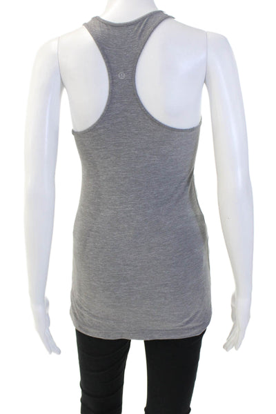 Lululemon Women Gray Basic Cotton Sleeveless Tank Round Neck Size XS