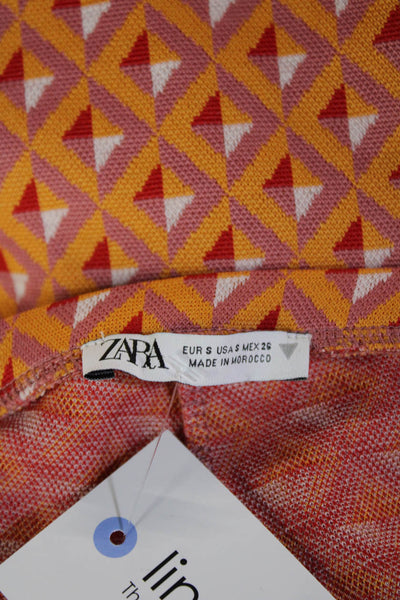 Zara Women Orange Aztec Geometric Pants Size S